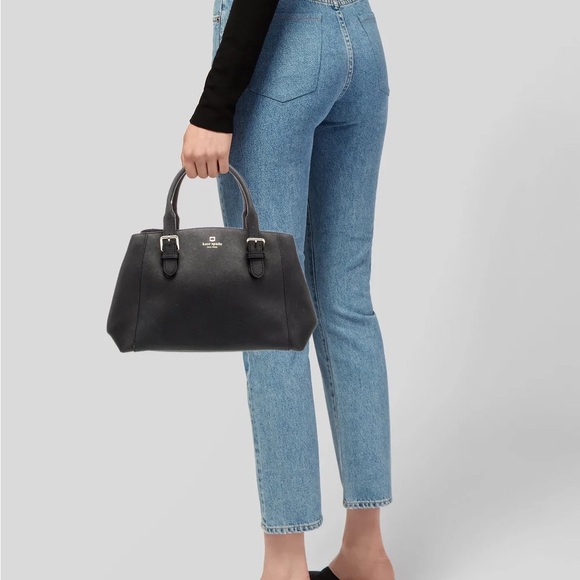 Kate Spade Black Satchel with Structured Shape and Rolled Handles - Picture 4 of 9